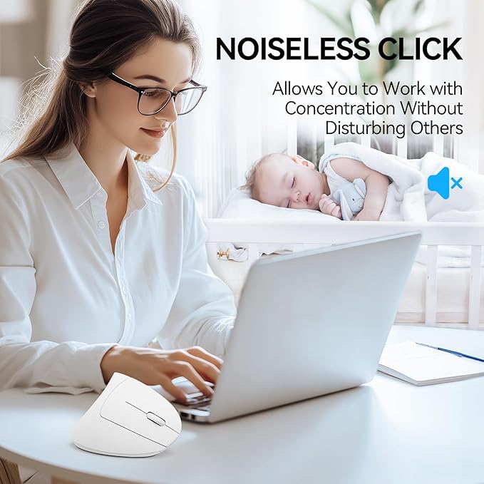 TECKNET Ergonomic Mouse, Wireless Bluetooth Vertical Mouse, 4800 DPI Optical