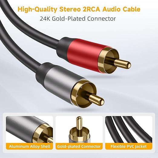2RCA to 2RCA Cable 4.9FT, Hi-Fi Systems, Car Audio, Gaming Consoles