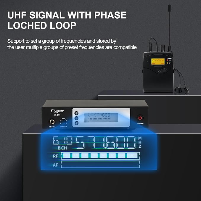 Pro UHF Wireless in Ear Monitor System, Metal IEM Dual Channel Wireless
