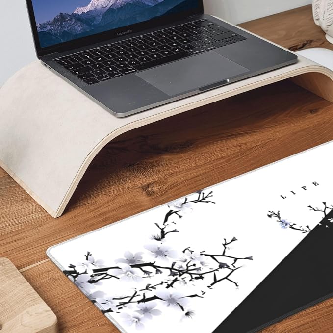 Japanese Life Death Keyboard Mat, Japanese Sakura Pagoda Sun Mouse Pad