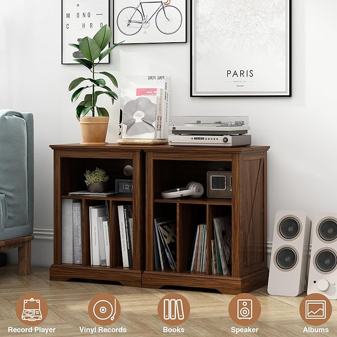 Farmhouse Record Player Stand, 3 Tier End Table, Turntable Stand