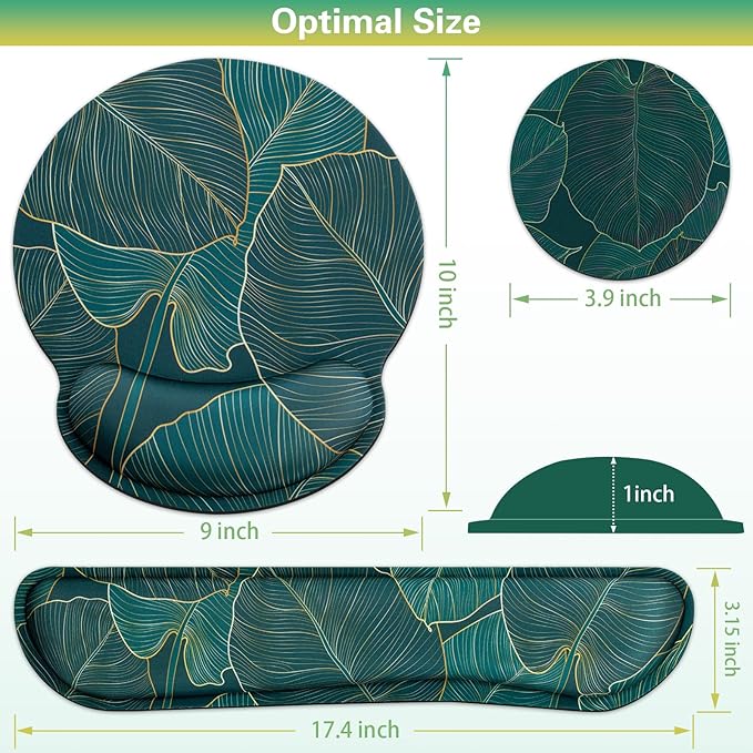 Mouse Pad with Wrist Rest Set, 3-in-1 Wrist Support Mousepad Set, Gaming Mat