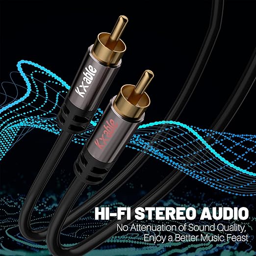 RCA Cable 100FT, 2RCA Male to 2RCA Male Stereo Audio Cable, 【Oxygen-Free Copper