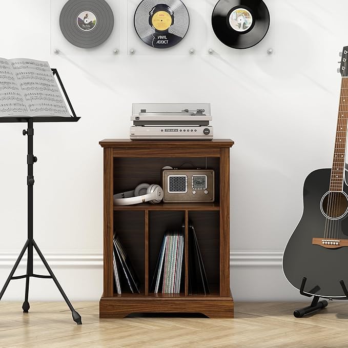 Farmhouse Record Player Stand, 3 Tier End Table, Turntable Stand