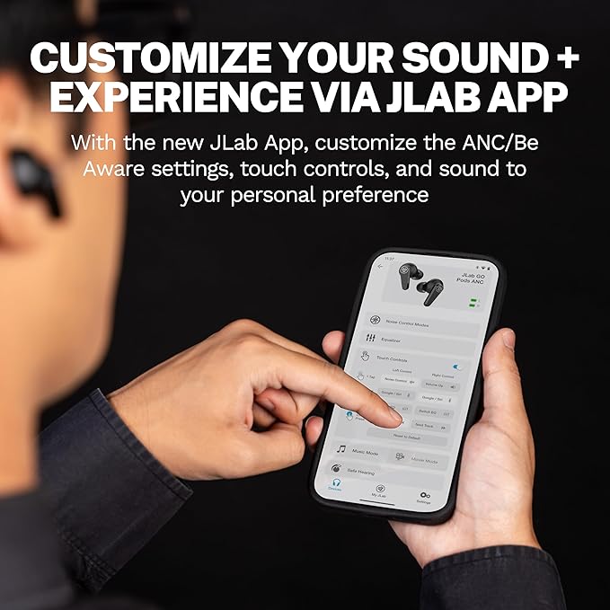 JLab Go Pods ANC True Wireless Bluetooth Earbuds & Charging Case, Hybrid Active