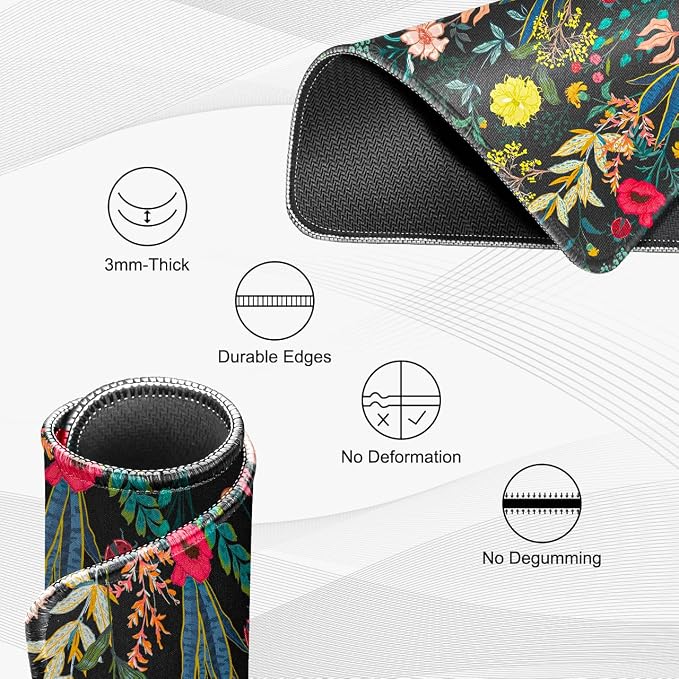 JIKIOU 3 Pack Mouse Pad with Stitched Edge, Comfortable Mouse Pads with