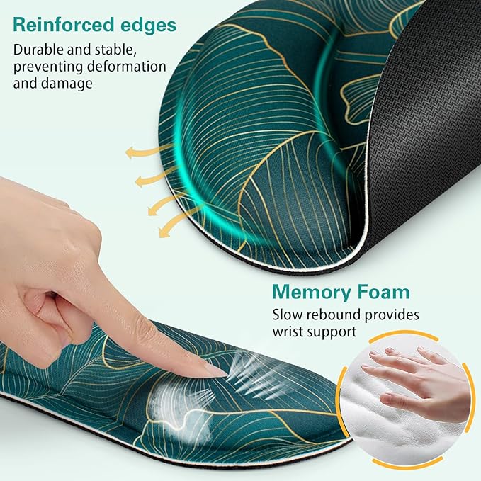 Mouse Pad with Wrist Rest Set, 3-in-1 Wrist Support Mousepad Set, Gaming Mat
