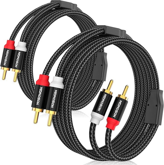 HOSONGIN RCA Cables 8FT 2 Pack, 2-Male to 2-Male RCA Audio Stereo Subwoofer