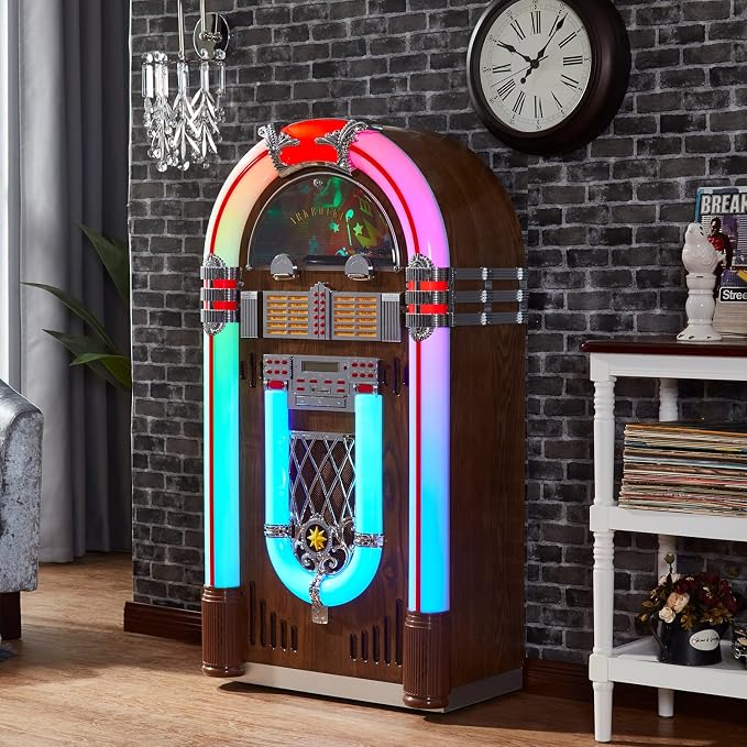 Arkrocket Saturn V Full Size Jukebox Vinyl Record Player Bluetooth USB SD CD