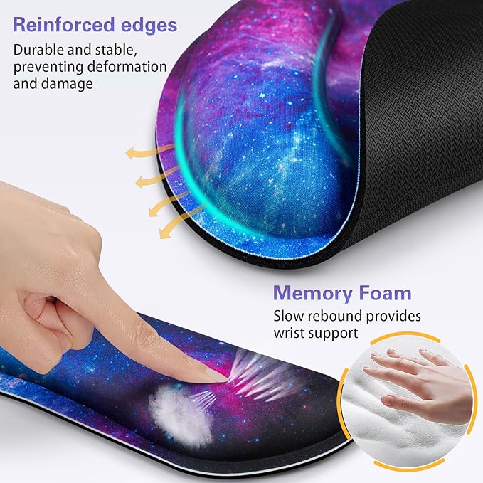 Mouse Pad with Wrist Rest Set, 3-in-1 Wrist Support Mousepad Set, Gaming Mat