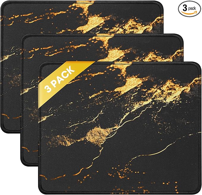 JIKIOU 3 Pack Mouse Pad with Stitched Edge, Comfortable Mouse Pads with