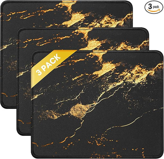JIKIOU 3 Pack Mouse Pad with Stitched Edge, Comfortable Mouse Pads with