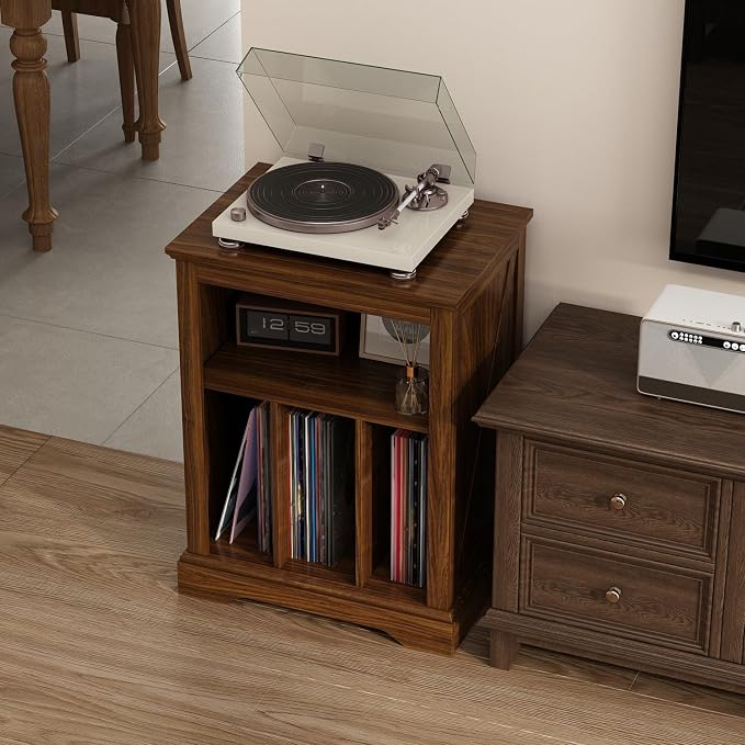 Farmhouse Record Player Stand, 3 Tier End Table, Turntable Stand