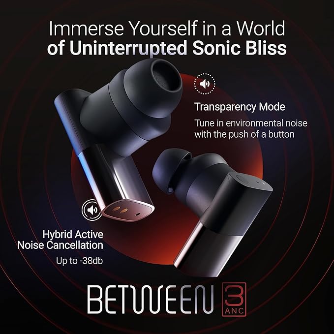 Status Between 3ANC Onyx True Active Noise Cancelling Wireless Earbuds