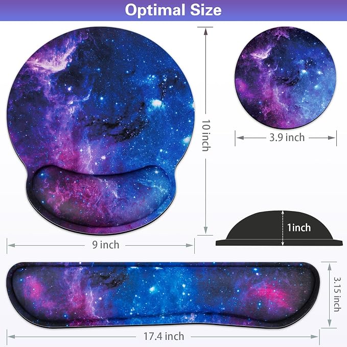 Mouse Pad with Wrist Rest Set, 3-in-1 Wrist Support Mousepad Set, Gaming Mat