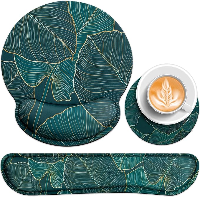 Mouse Pad with Wrist Rest Set, 3-in-1 Wrist Support Mousepad Set, Gaming Mat