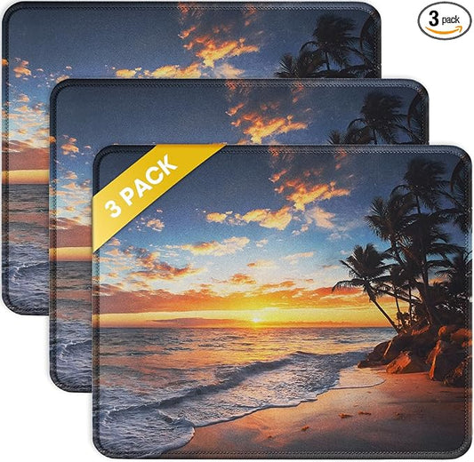 JIKIOU 3 Pack Mouse Pad with Stitched Edge, Comfortable Mouse Pads with