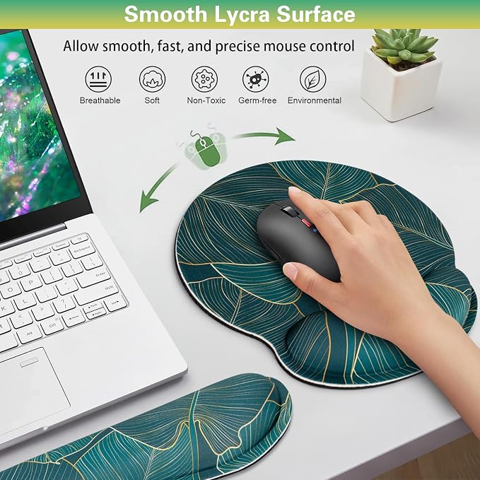 Mouse Pad with Wrist Rest Set, 3-in-1 Wrist Support Mousepad Set, Gaming Mat