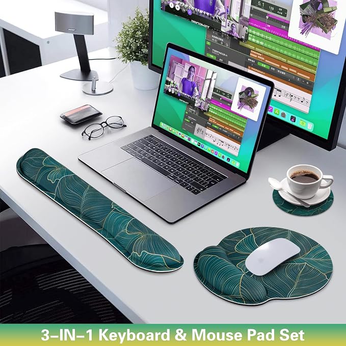 Mouse Pad with Wrist Rest Set, 3-in-1 Wrist Support Mousepad Set, Gaming Mat
