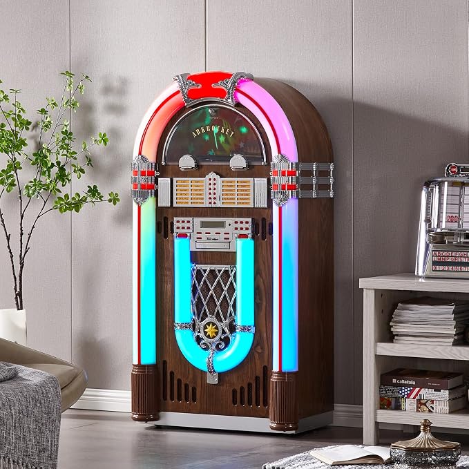 Arkrocket Saturn V Full Size Jukebox Vinyl Record Player Bluetooth USB SD CD