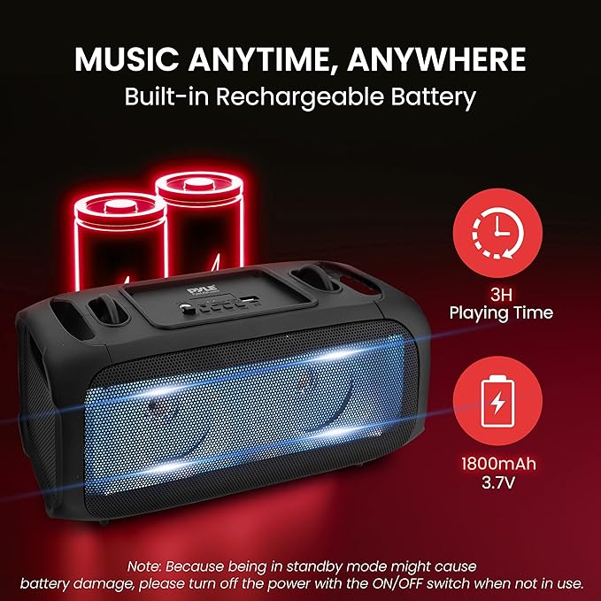 Pyle Wireless Portable Bluetooth Boombox Speaker - 120W Rechargeable Boom Box
