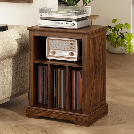 Farmhouse Record Player Stand, 3 Tier End Table, Turntable Stand