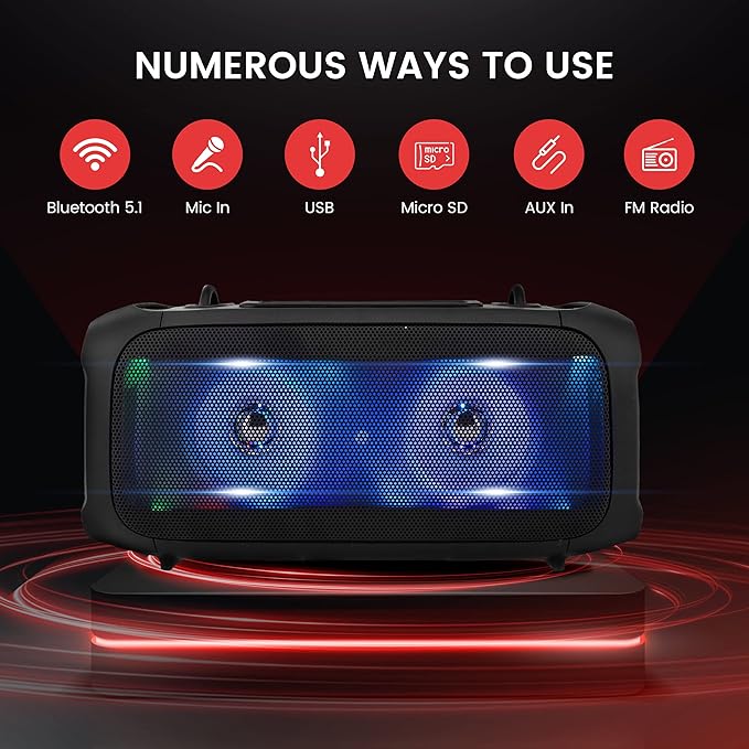 Pyle Wireless Portable Bluetooth Boombox Speaker - 120W Rechargeable Boom Box